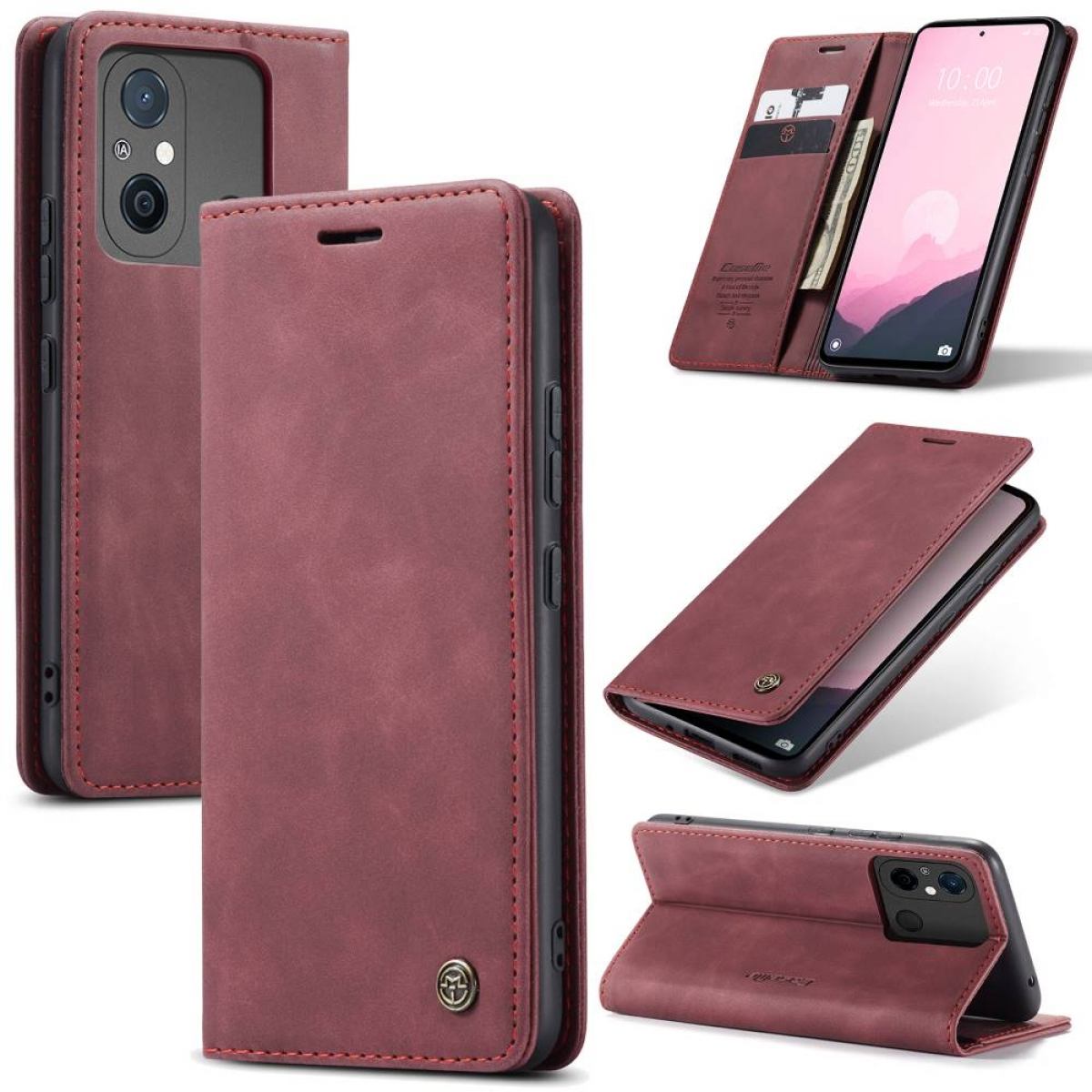 CASEME Smart, Bookcover, Xiaomi, Redmi 12C, Weinrot