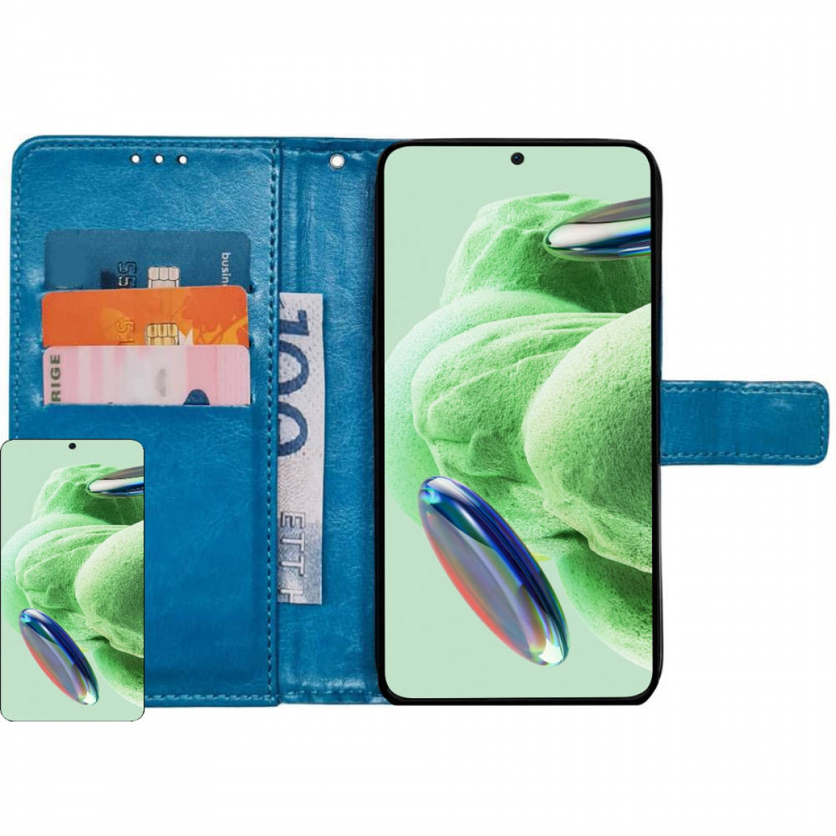 CASEONLINE 3-karten, 5G, Xiaomi, Note Hellblau Redmi 12 Bookcover