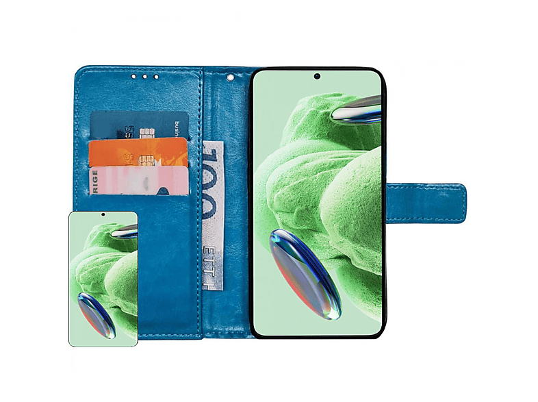 CASEONLINE 3-karten, Bookcover, Xiaomi, Redmi Note 12 5G, Hellblau