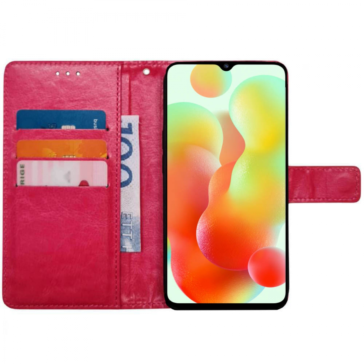 Redmi 12C, Xiaomi, CASEONLINE Rosa 3-karten, Bookcover,