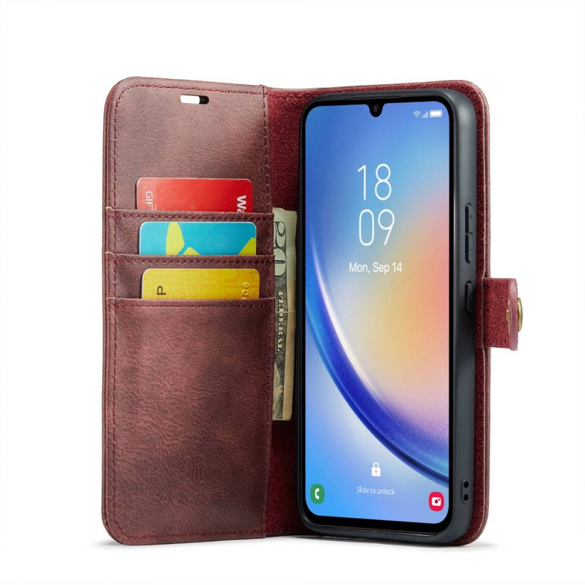 DG MING 2in1, Bookcover, 4G, A24 Samsung, Rot Galaxy