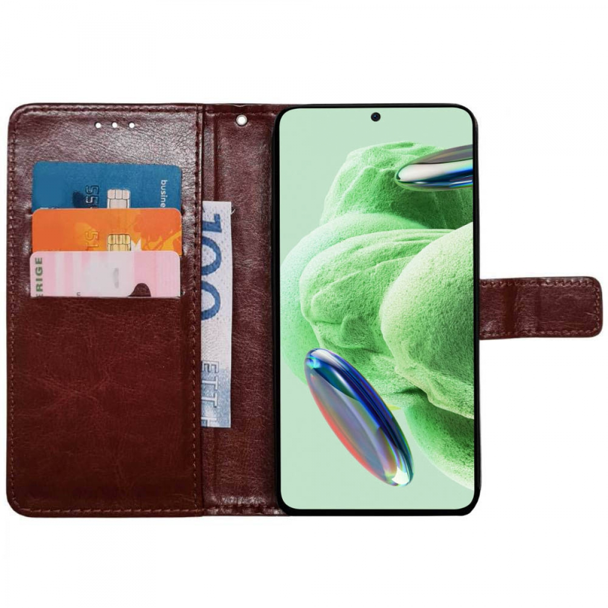 CASEONLINE 12 Redmi Note Bookcover, Braun 3-karten, 5G, Xiaomi,