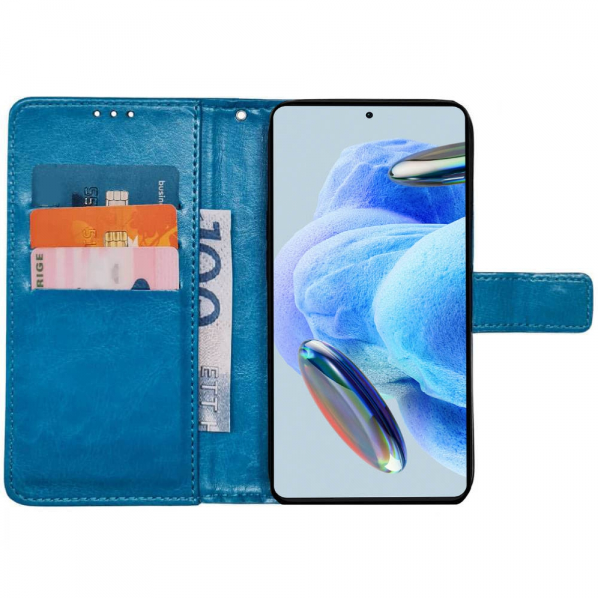 Hellblau CASEONLINE Xiaomi, Redmi Note Bookcover, Pro, 12 3-karten,