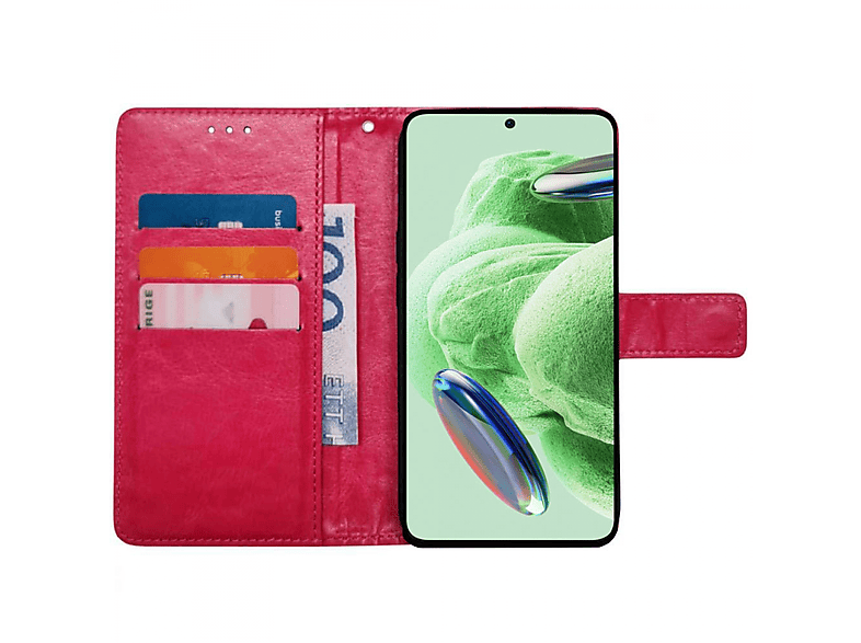 CASEONLINE 3-karten, Bookcover, Xiaomi, Redmi Note 12 5G, Rosa