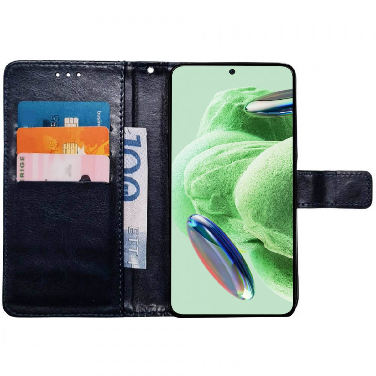CASEONLINE 3-karten, Bookcover, 12 Xiaomi, 5G, Dunkelblau Redmi Note