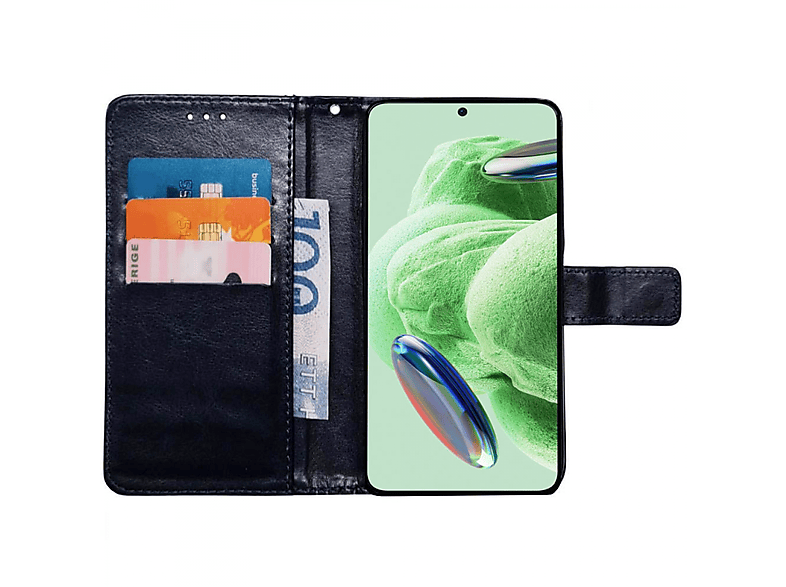 CASEONLINE 3-karten, Bookcover, Xiaomi, Redmi Note 12 5G, Dunkelblau
