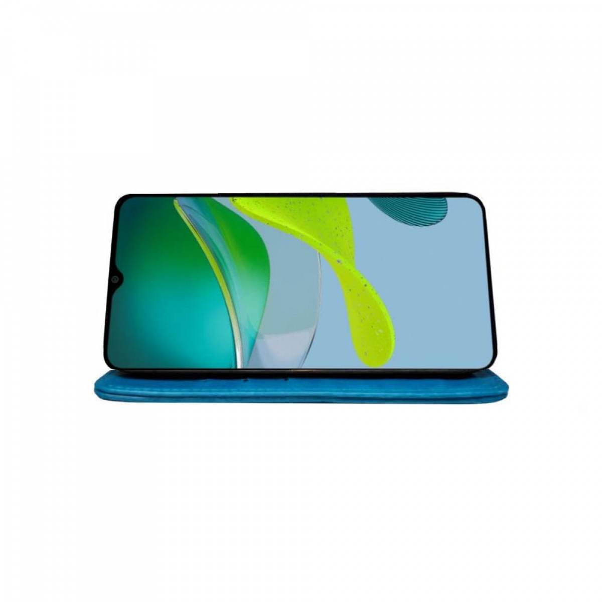 Ein Telefon auf einer blauen Oberfläche.