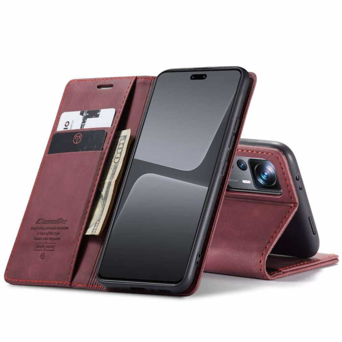 CASEME Smart, Bookcover, Lite, 13 Xiaomi, Weinrot