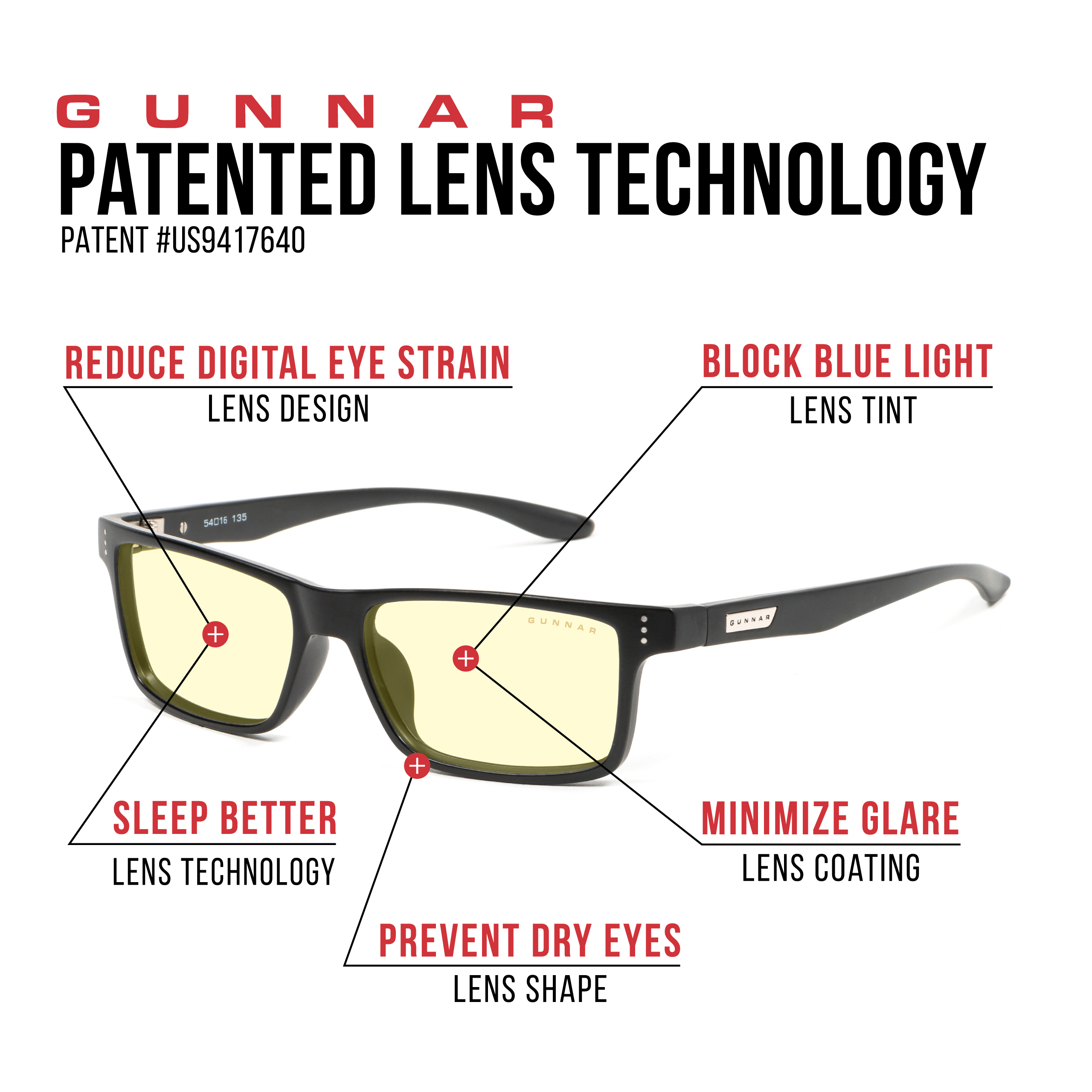 GUNNAR Vertex, Gaming Amber Rahmen, Blaulichtfilter, Onyx UV-Schutz, Tönung, Premium, Brille