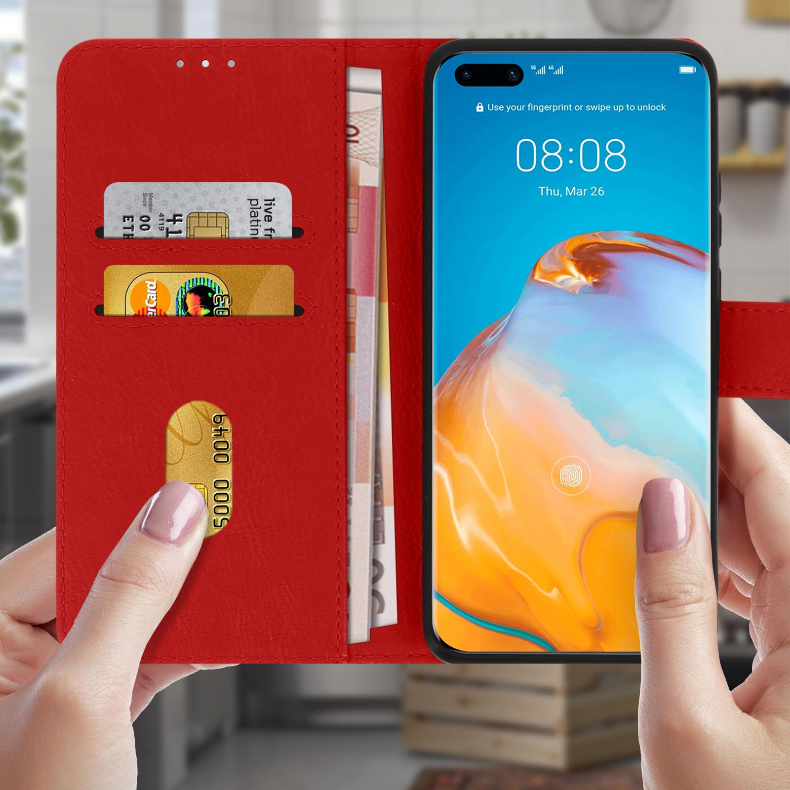AVIZAR Chester Series, Bookcover, Huawei, Rot P40 Pro