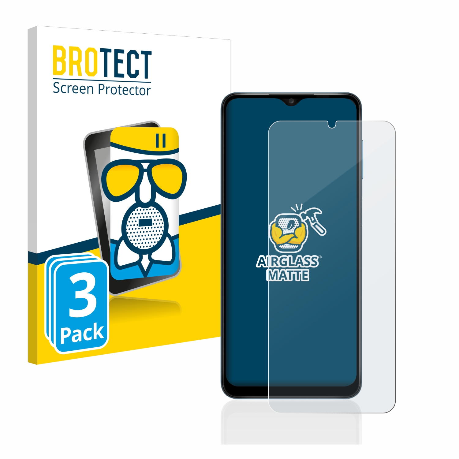 BROTECT 3x Galaxy Samsung A12) matte Airglass Schutzfolie(für