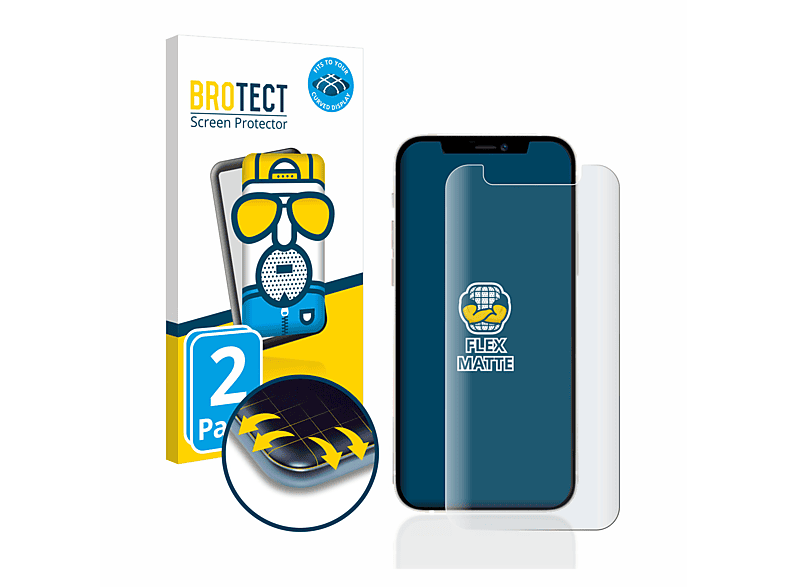 BROTECT 2x Flex matt Schutzfolie(für Curved 3D iPhone 12 mini) Full-Cover Apple