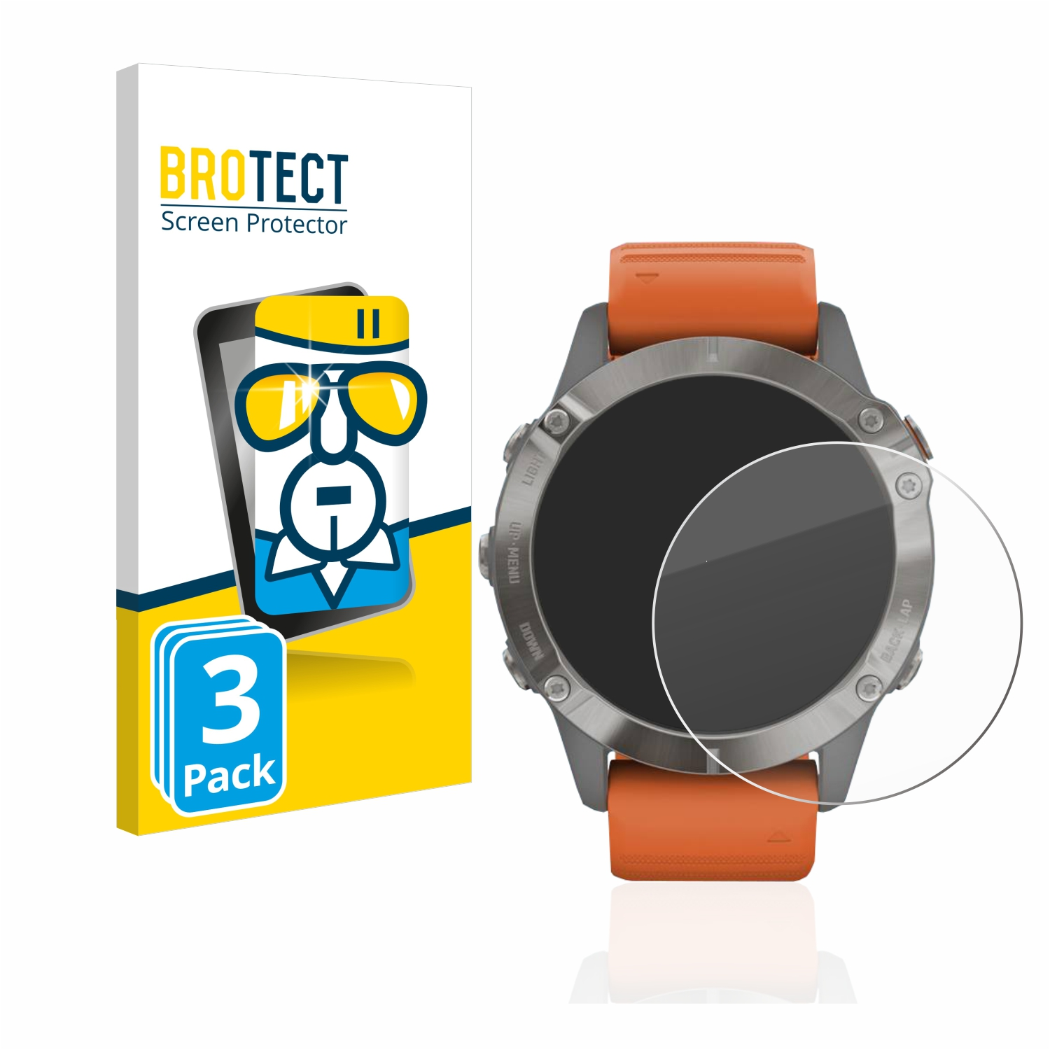 9H BROTECT Pro) Fenix 6 Schutzglas(für klares Garmin 3x