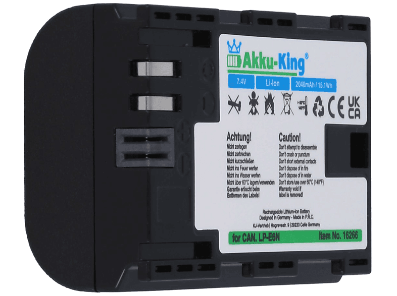 AKKU-KING Akku kompatibel Kamera-Akku, 7.4 mit Volt, LP-E6N 2040mAh Li-Ion Canon