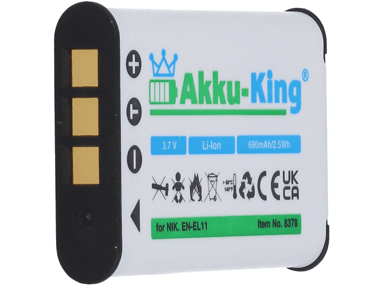 AKKU-KING Akku kompatibel mit Nikon 680mAh Kamera-Akku, Li-Ion EN-EL11 3.7 Volt