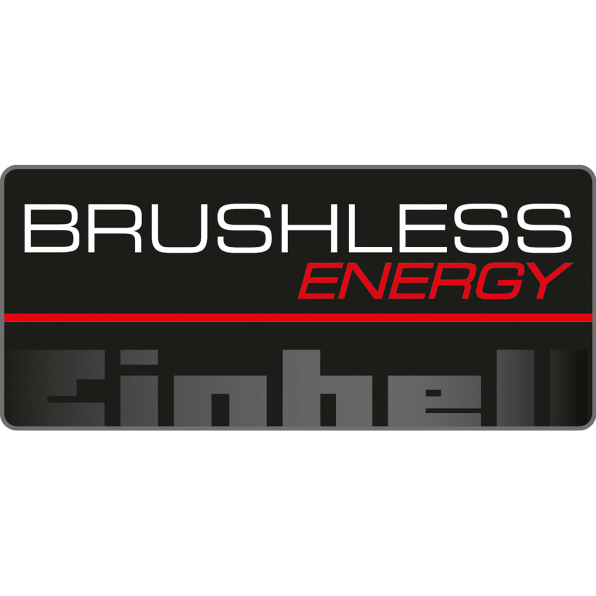 Czarny i czerwony znak z białym tekstem: "BRUSHLESS ENERGY Einhell".