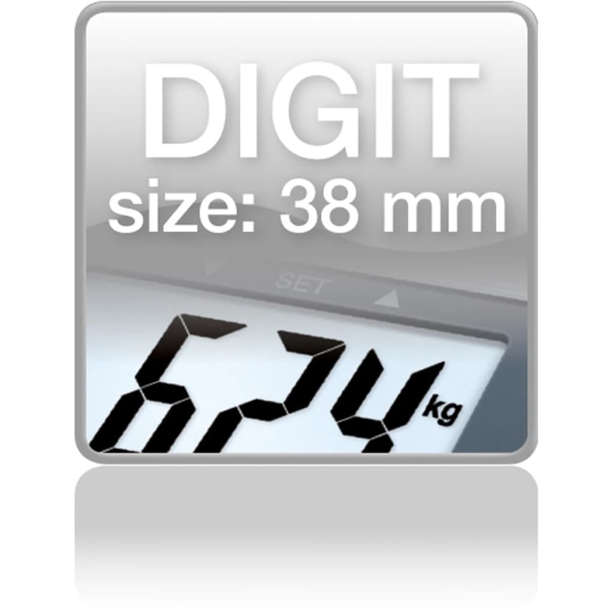 Eine Digitalwaage mit '6,24 kg', 'DIGIT' und 'size: 38 mm' Anzeige.
