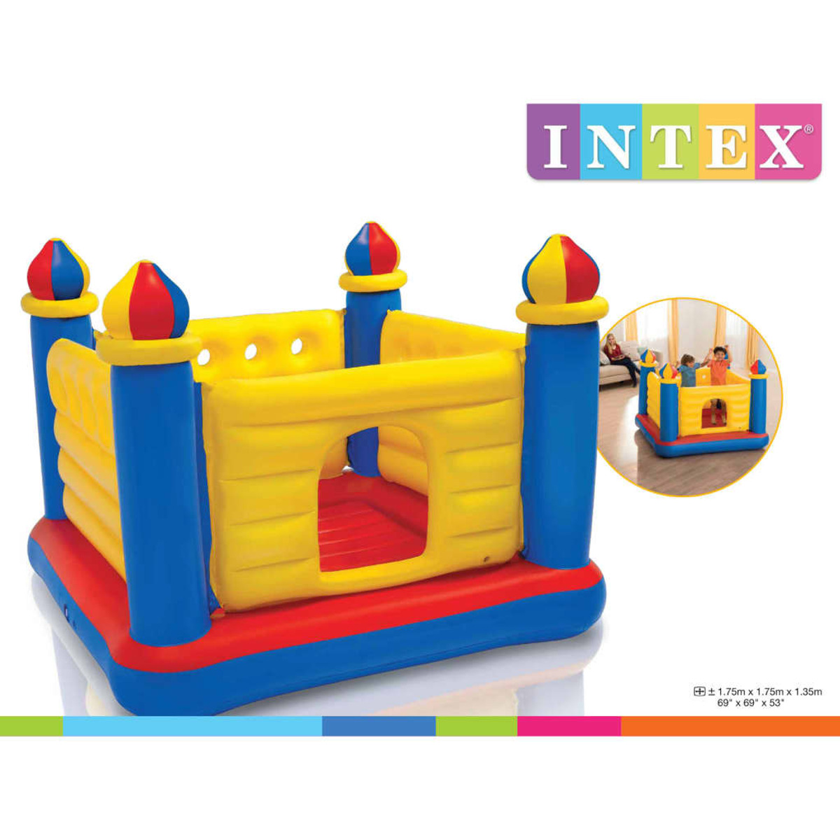 Spielhaus, INTEX Bouncer 174x174x135 Castle mehrfarbig Jump-O-Lene 48259NP - -