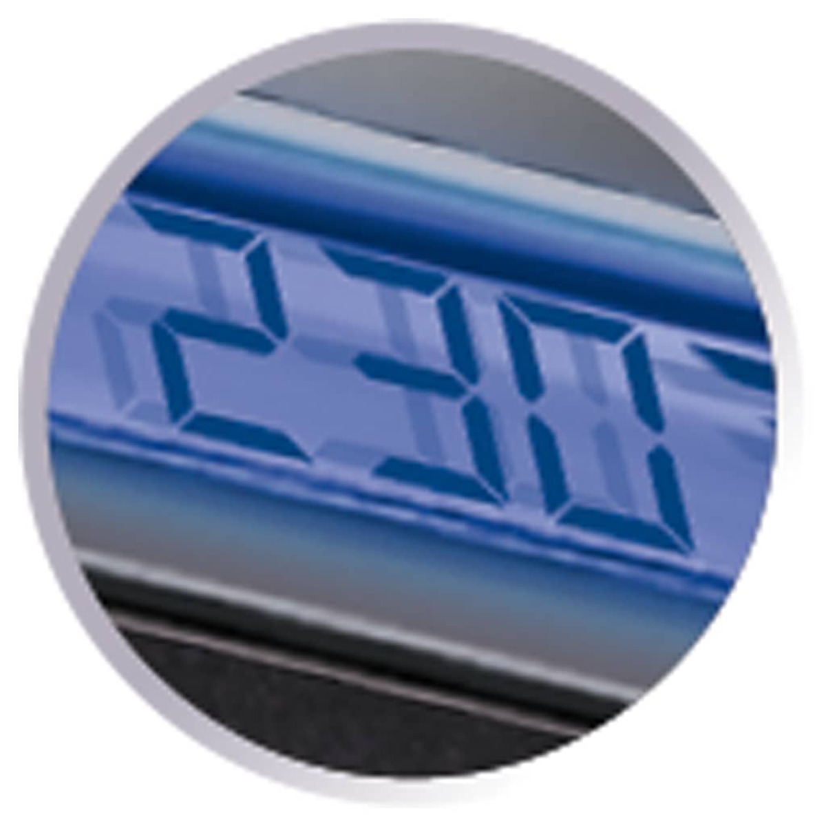 Gros plan d'un affichage d'horloge numérique indiquant 2:30, dans un cercle.