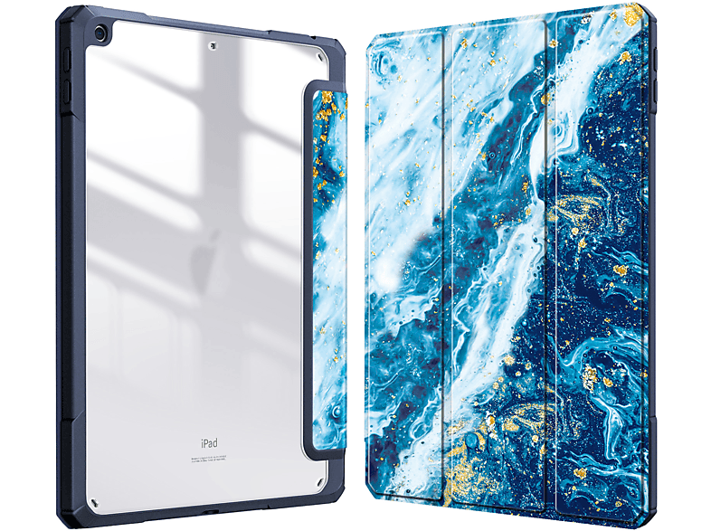 TPU, Bookcover Tablethülle Meeresblau FINTIE Hülle Kunstleder, für Apple