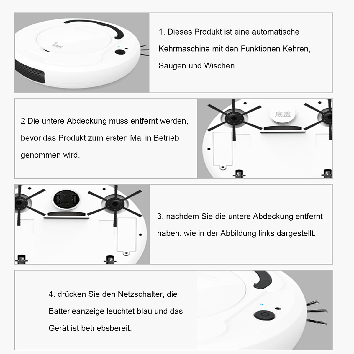 Anweisungen für einen Roboter-Staubsauger.