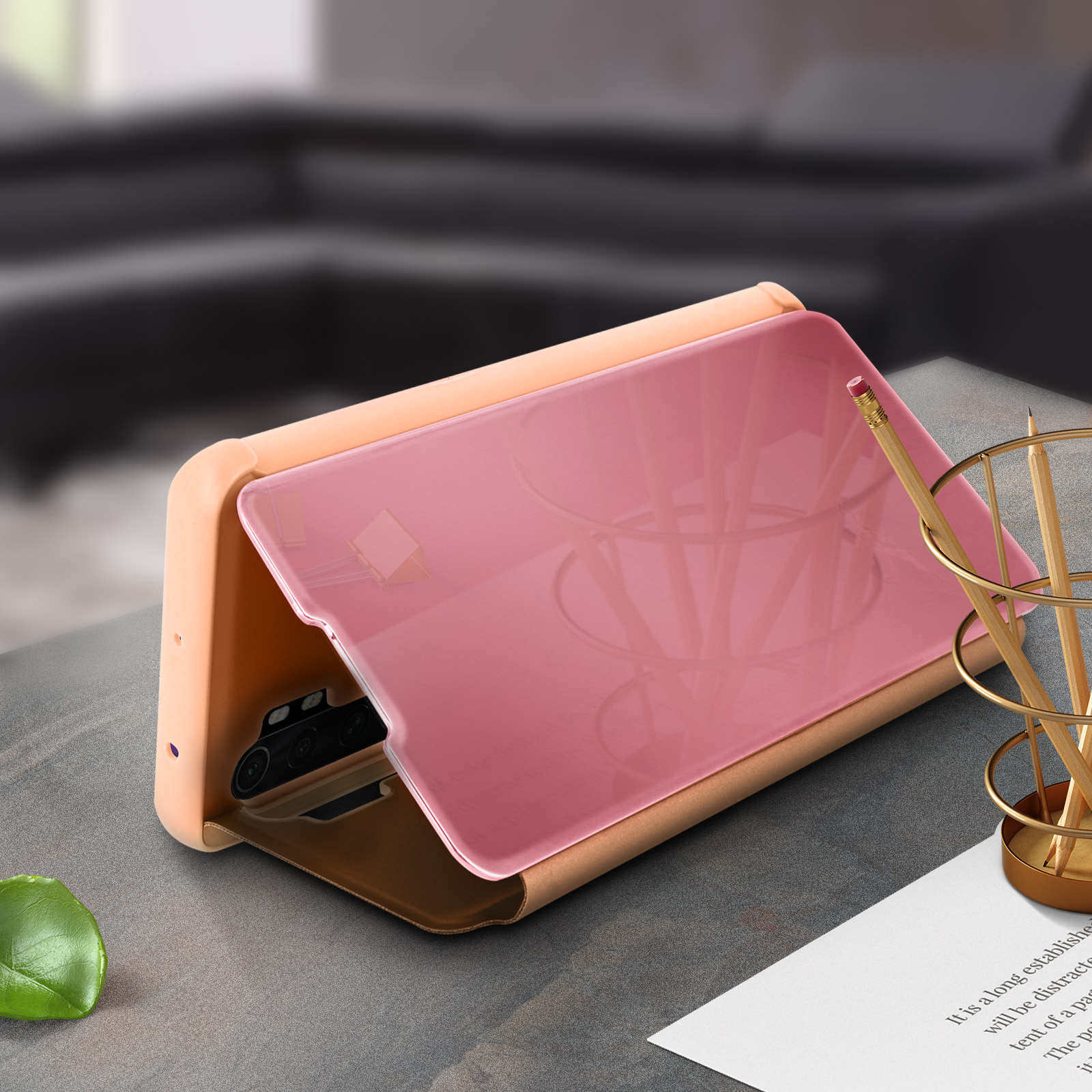 AVIZAR Spiegeleffekt Series, Note Mi 10 Rosa Bookcover, Xiaomi, Lite