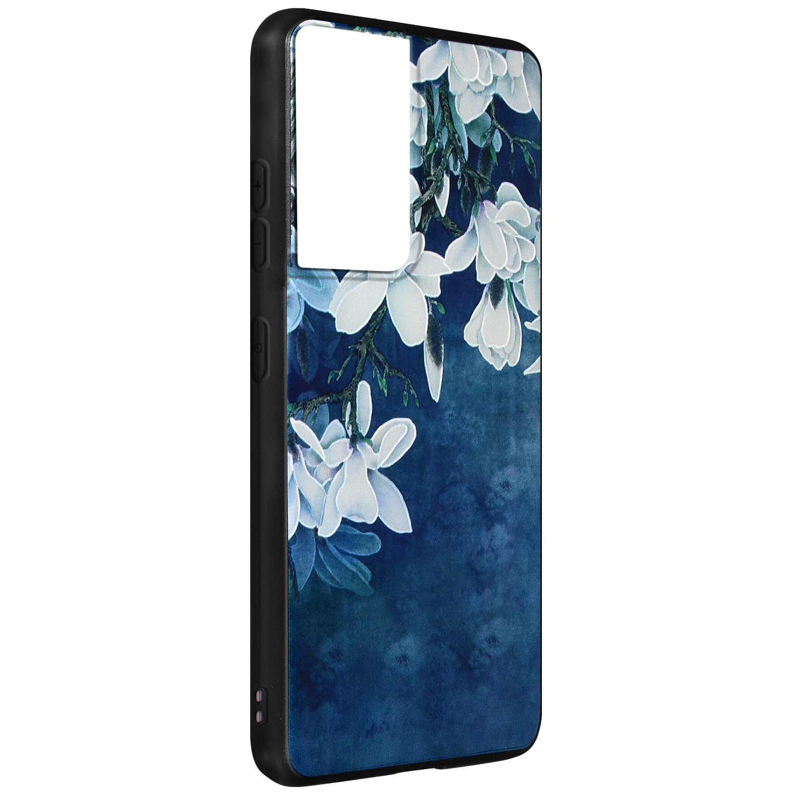 Backcover, Series, S21 Samsung, Galaxy Blumen Ultra, Blau AVIZAR