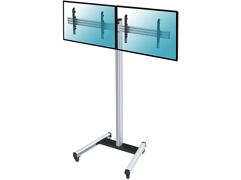 Soporte tv de suelo - KIMEX 031-1221K2 Soporte de suelo con ruedas para 2 TV 50"-55" - Altura 240 cm