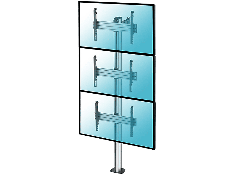 Soporte tv de suelo - KIMEX 031-1300K3 Soporte de suelo atornillable para 3 TV 40"-65"