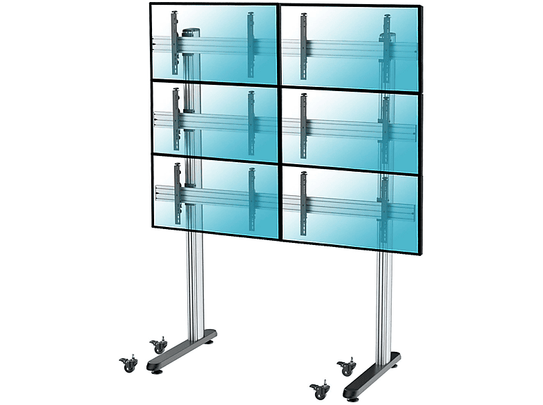 Soporte tv de suelo - KIMEX 031-2600K2 Soporte de suelo con ruedas para 6 TV 45"-55"