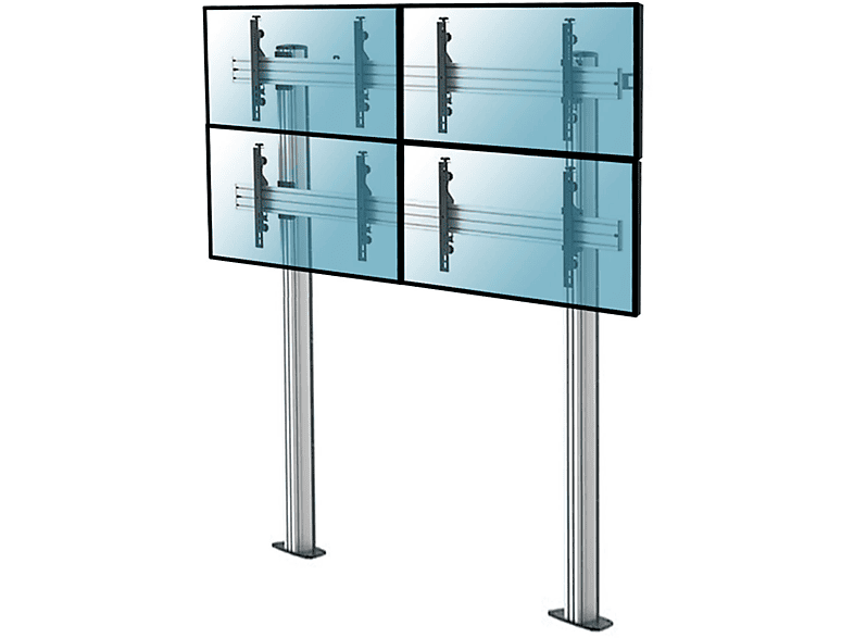 Soporte tv de suelo - KIMEX 031-2410K3 Soporte de suelo atornillable para 4 pantallas de TV 45"-55" - Altura 240 cm