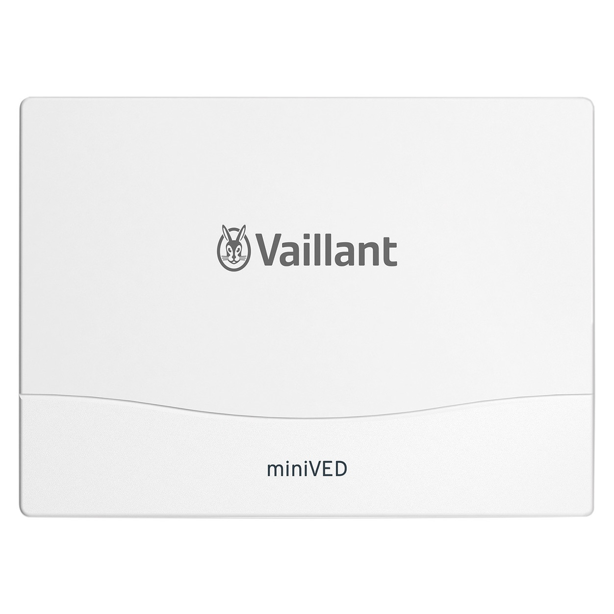 Ein weißes Gerät mit dem Vaillant-Logo und der Aufschrift miniVED.