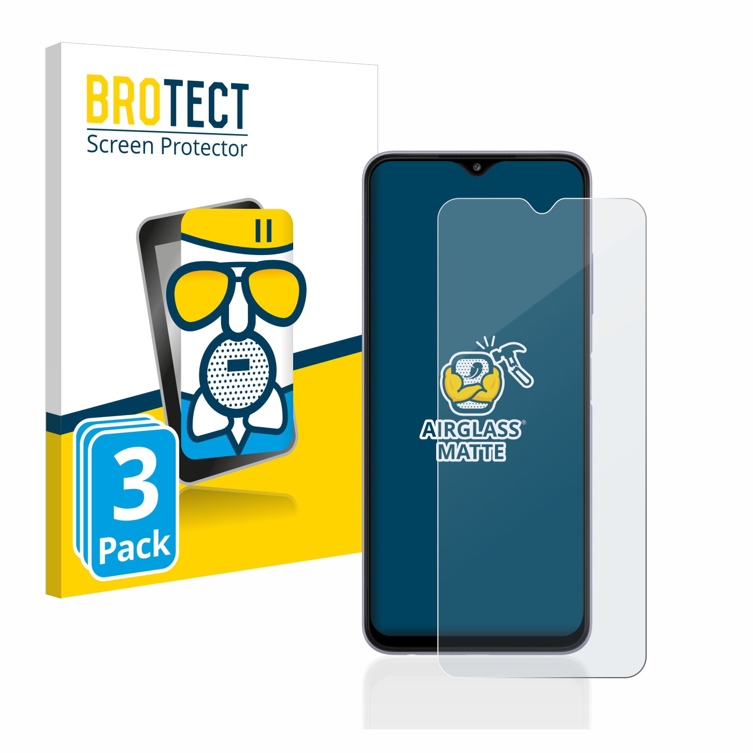 BROTECT 3x Airglass matte Samsung Galaxy A22 5G) Schutzfolie(für