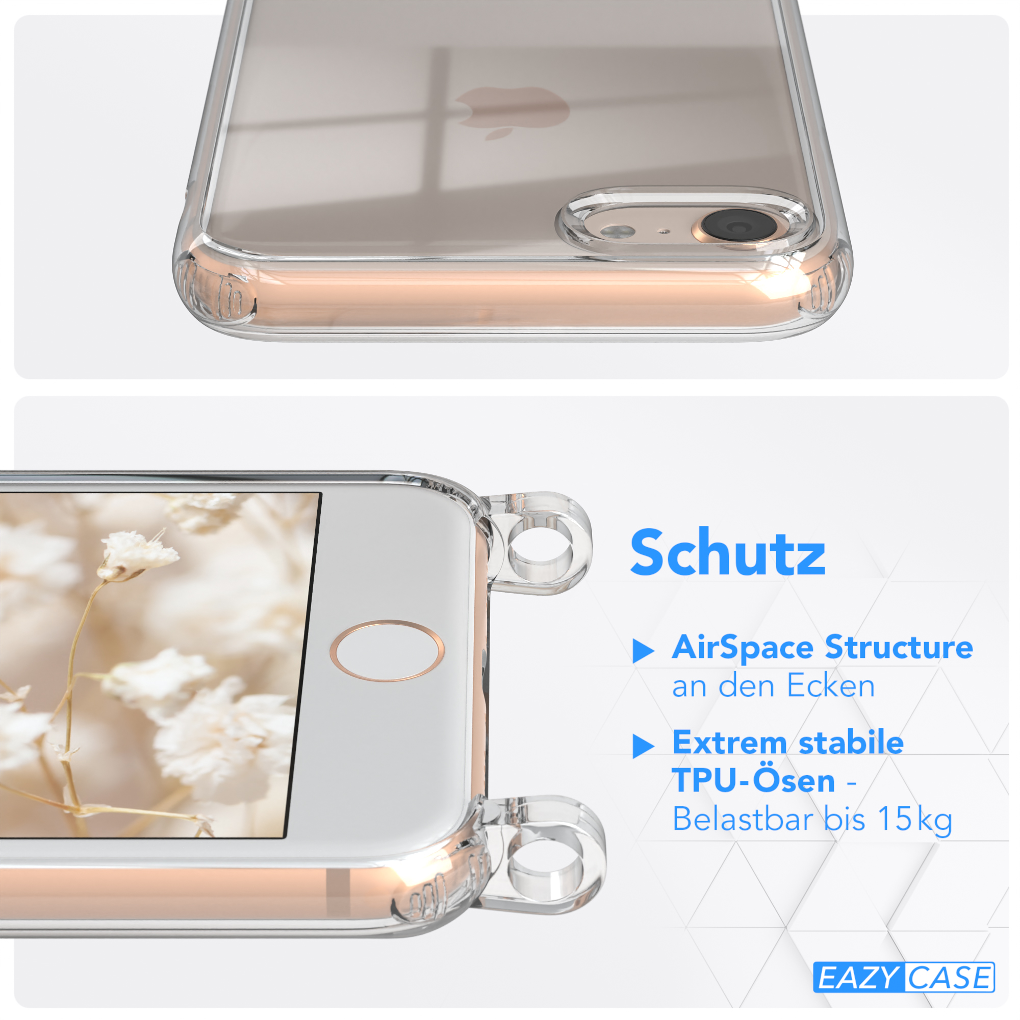 / EAZY Kordel Grün / Umhängetasche, Style, mit CASE Orange Apple, 7 iPhone Boho 2020, SE iPhone Handyhülle SE 8, / 2022 Transparente