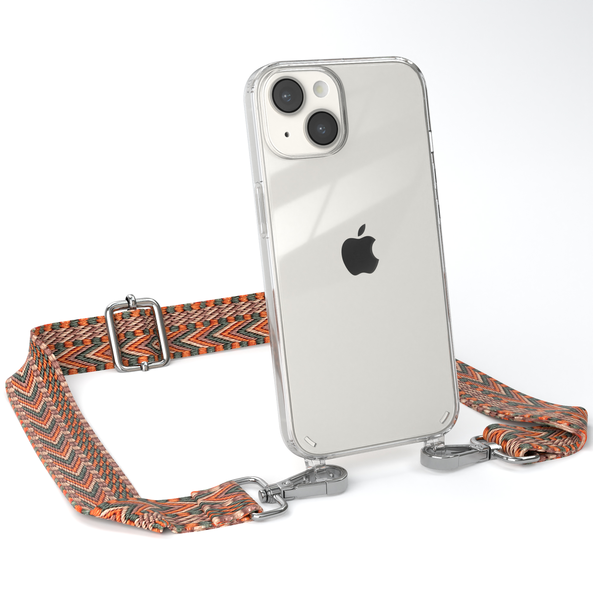 14, Grün Boho Handyhülle EAZY Orange Style, / Kordel Umhängetasche, mit iPhone Apple, Transparente CASE
