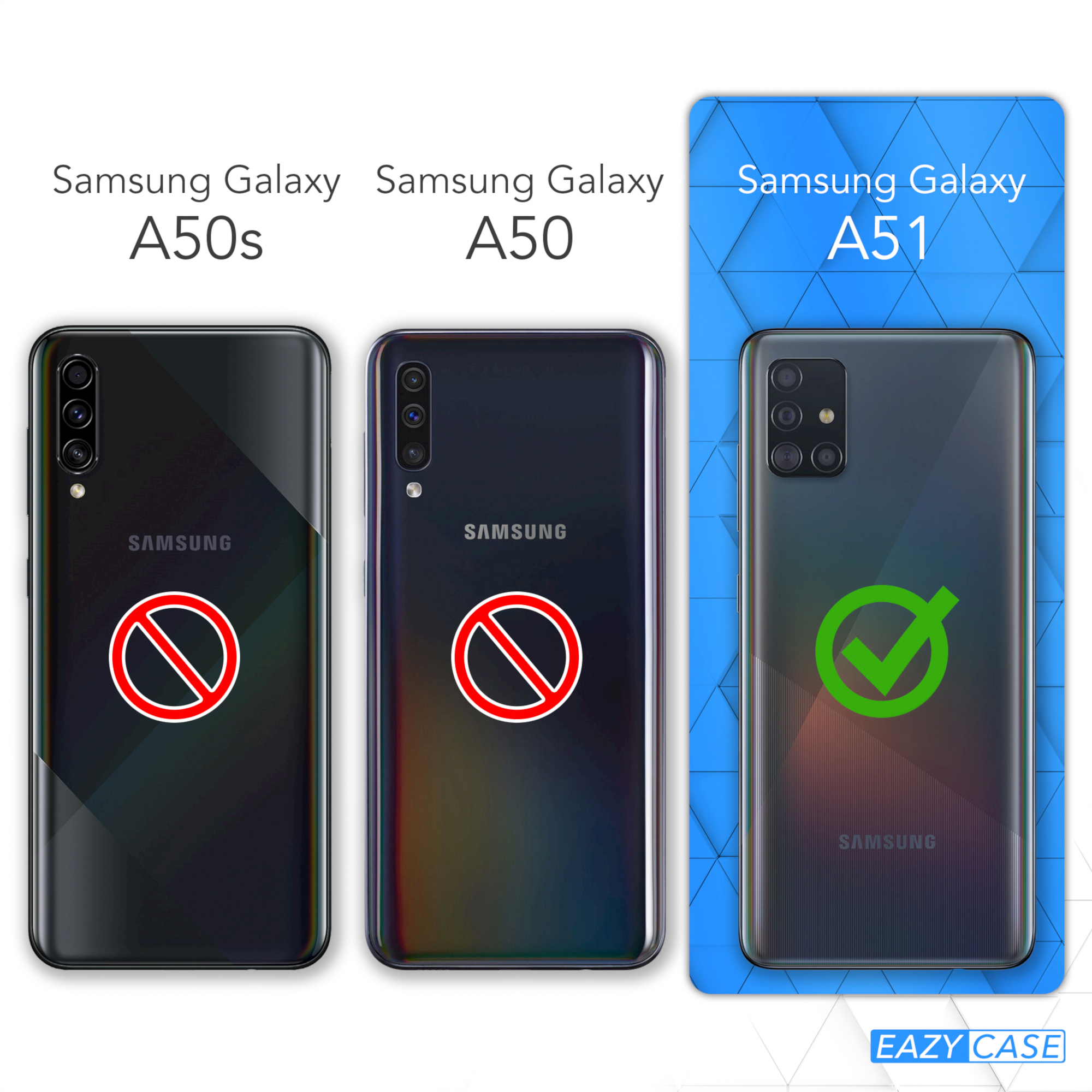 EAZY CASE Transparente Handyhülle Galaxy Grün Umhängetasche, / Style, Samsung, A51, Violett mit Boho Kordel