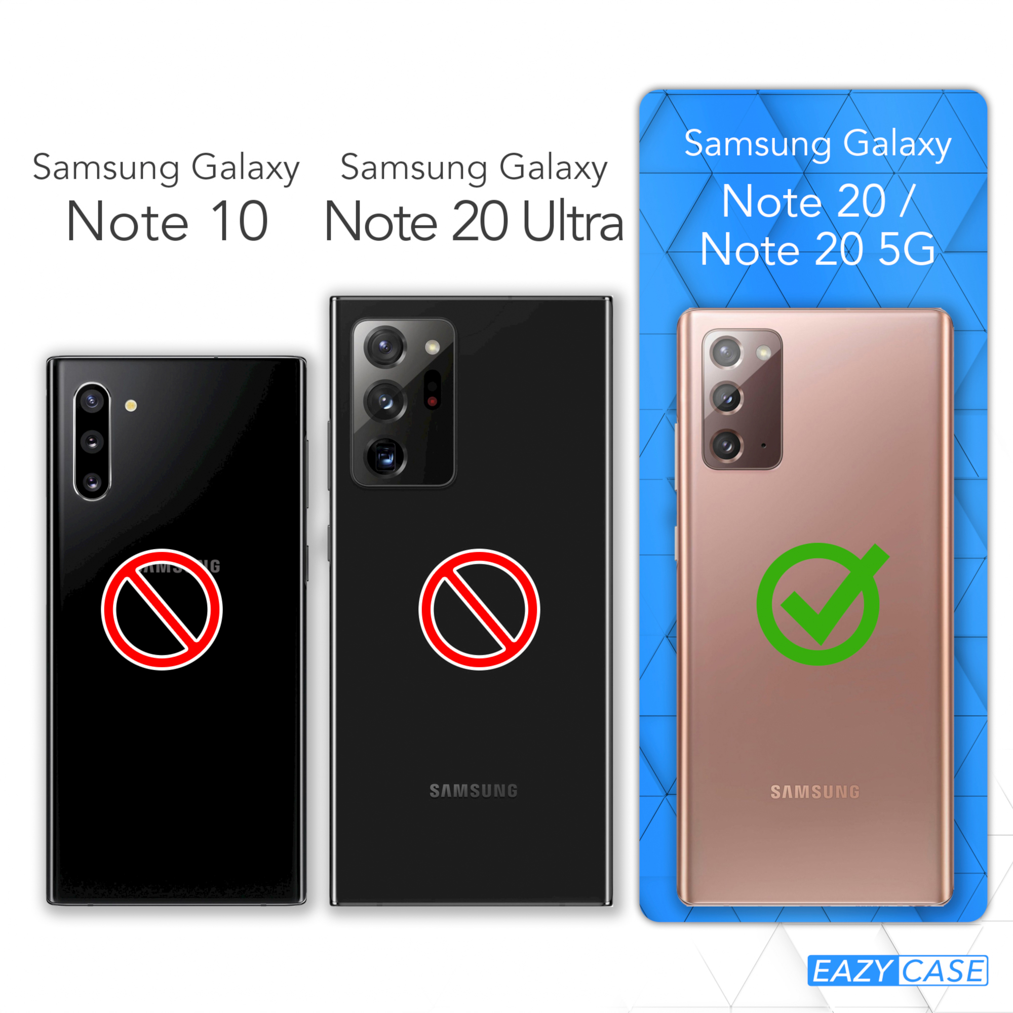 Drei Telefone. Zwei rote Kreuze, eins grünes Häkchen. Samsung Note Modelle.