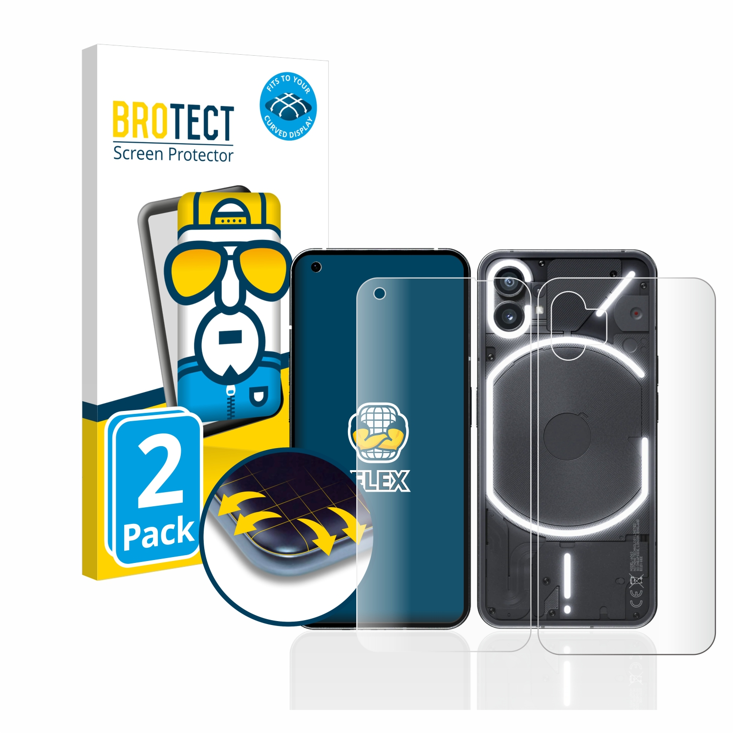 Nothing 2x BROTECT Full-Cover 3D (1)) Schutzfolie(für Curved Phone Flex