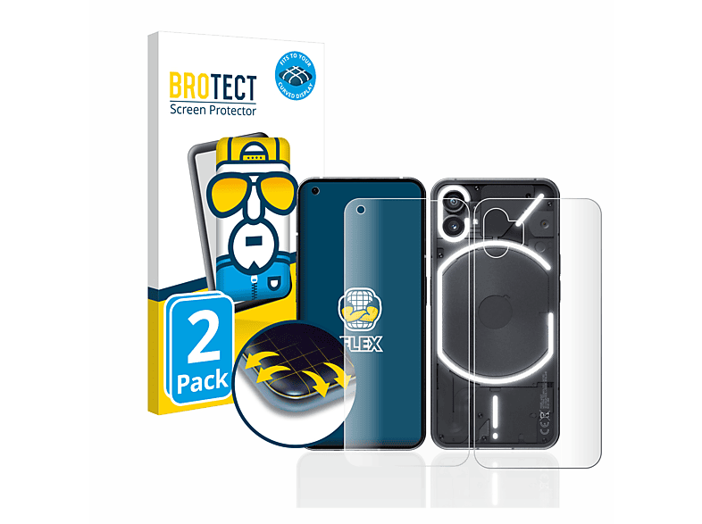 BROTECT 2x Flex Full-Cover 3D Curved Schutzfolie(für Nothing Phone (1))