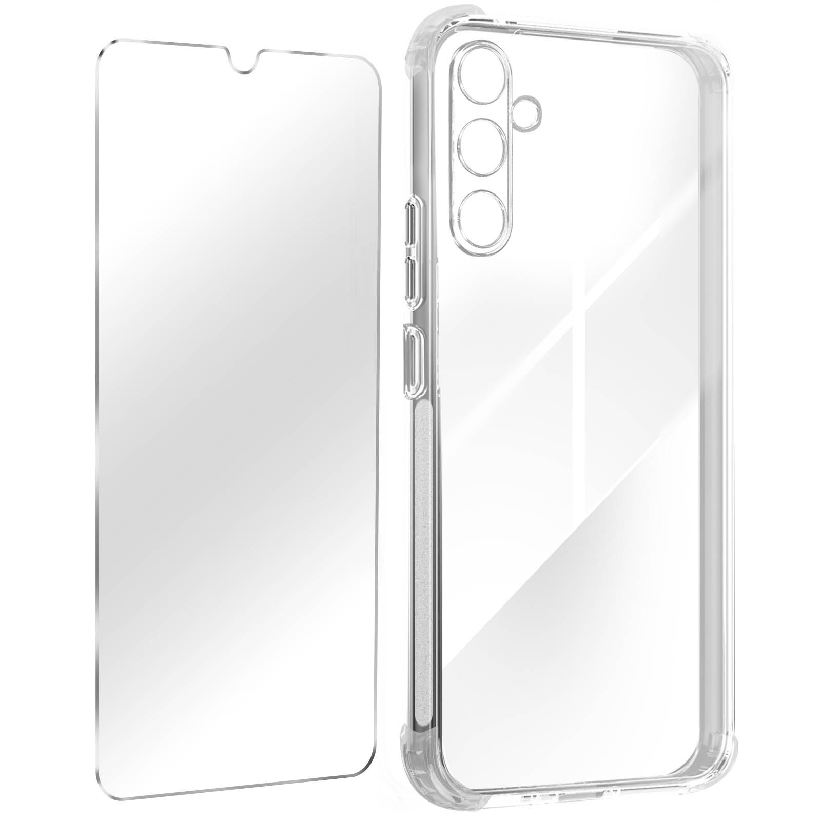 Backcover, Premium Transparent Galaxy 5G, A34 + Schutz-Set: Folie AVIZAR Hülle Samsung, Series,