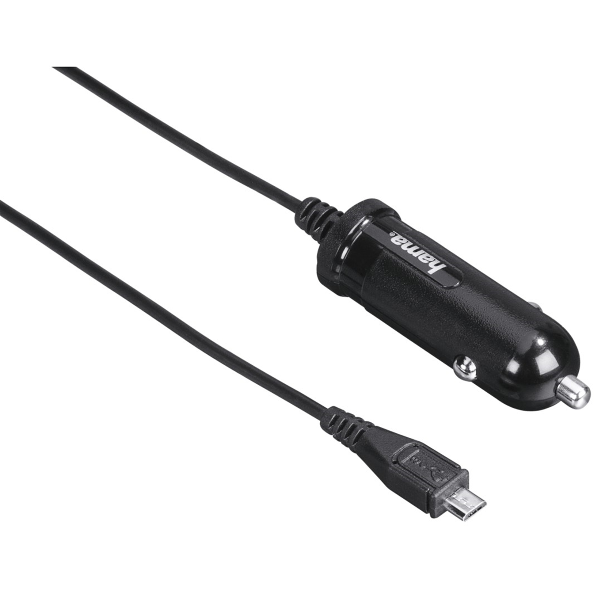 HAMA Auto-Ladegerät mit Micro-USB-Anschluss, m, Ladegerät 12 Schwarz W, 1,0 Schwarz Universell, Schwarz