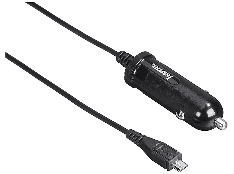 HAMA Auto-Ladegerät mit Micro-USB-Anschluss, 12 m, W, Schwarz, Ladegerät Schwarz 1,0 Universell, Schwarz