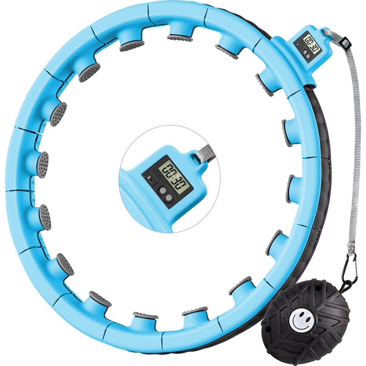 LEIGO Hula-Hoop-Reifen Smart Hula blau mit Fitness-Reifen, Hula-Hoop-Reifen, Abnehmbar beschwerter Hoop, Kugel