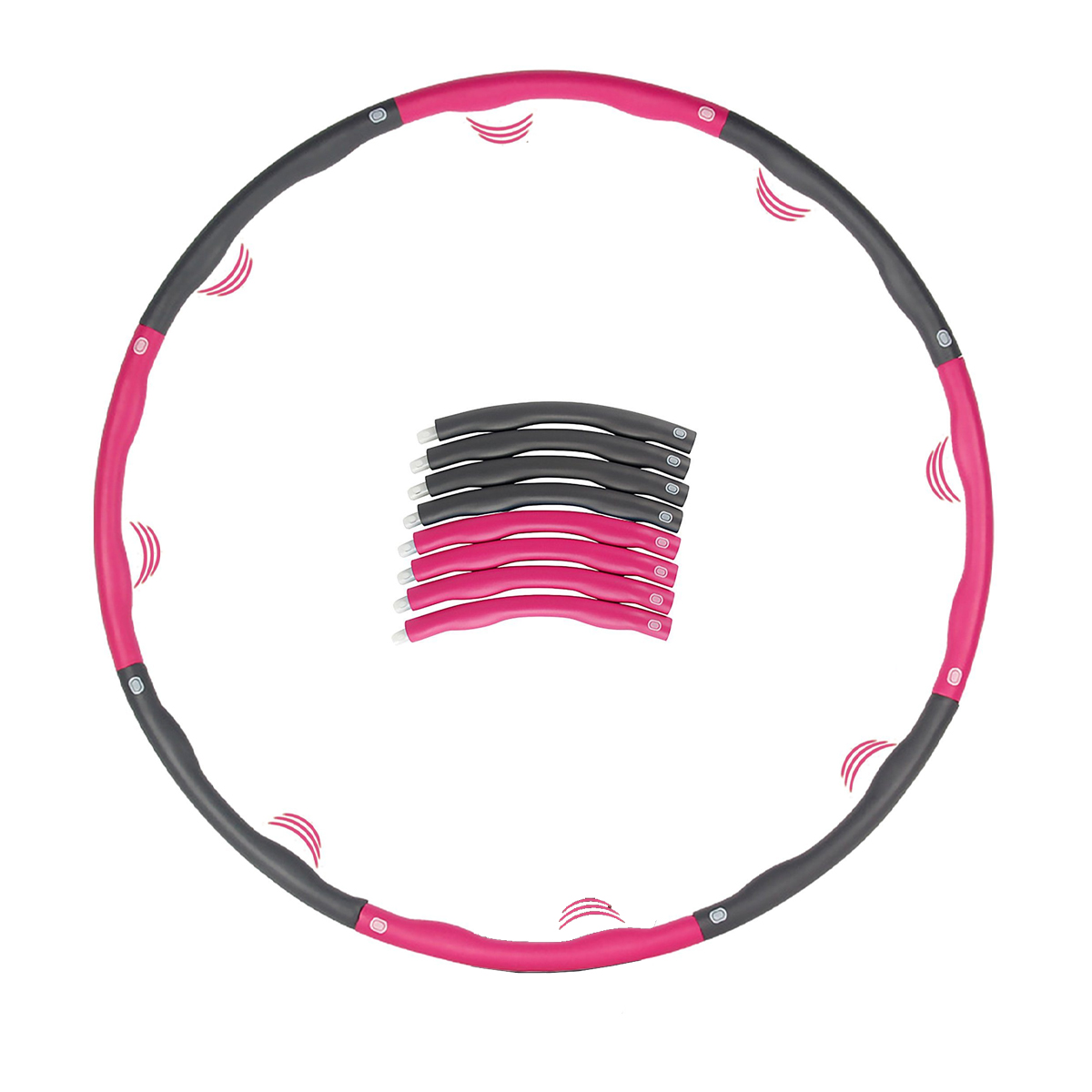 Rosa + zum Fitness-Reifen Abnehmen, LEIGO Fitness-Reifen Hula-Hoop-Reifen, Grau Hula-Hoop-Reifen,
