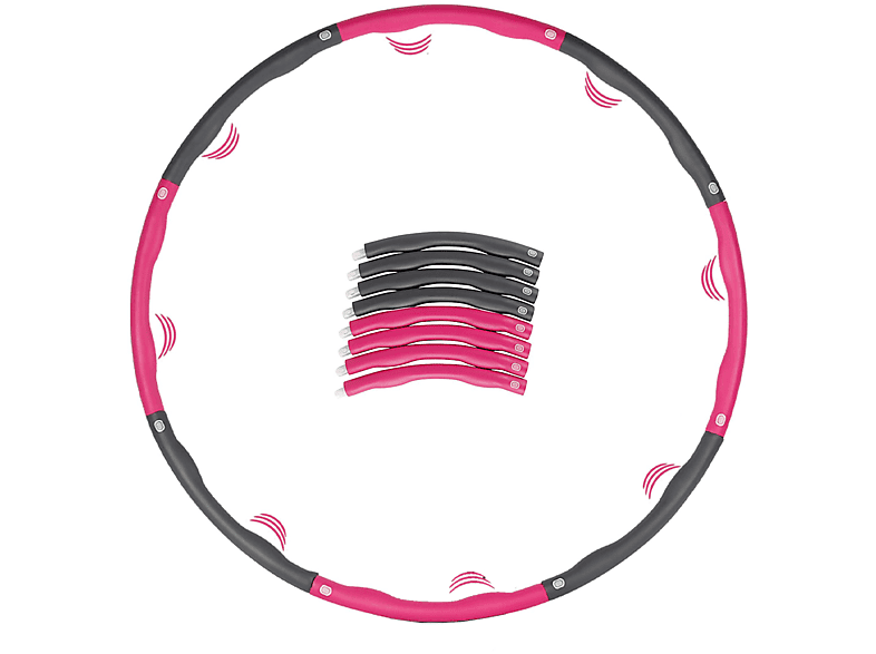 RHINOSPORT Hula Hoop Fitness Ajustable 8 Piezas – Aro De 1,2 Kg Con Minicinta Y Bolsa – Quema Grasa Y Masajea La Cintura