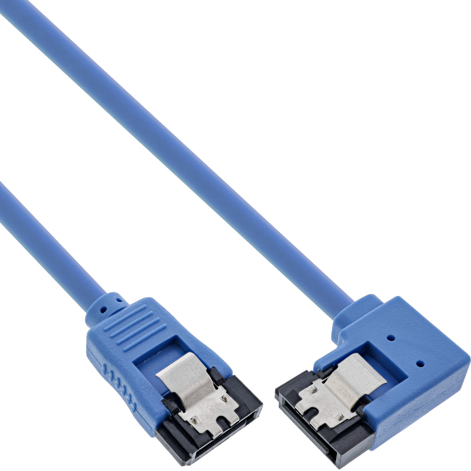 INLINE InLine® SATA 6Gb/s Anschlusskabel rechts, mit blau, rund, SATA, abgewinkelt blau