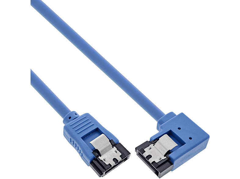 INLINE InLine® SATA 6Gb/s Anschlusskabel rund, abgewinkelt rechts, blau, mit SATA, blau