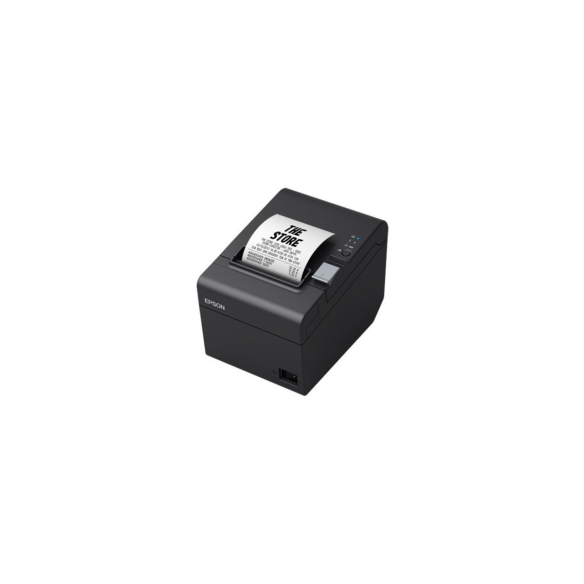 Ein schwarzer Thermodrucker mit einem ausgedruckten Beleg.