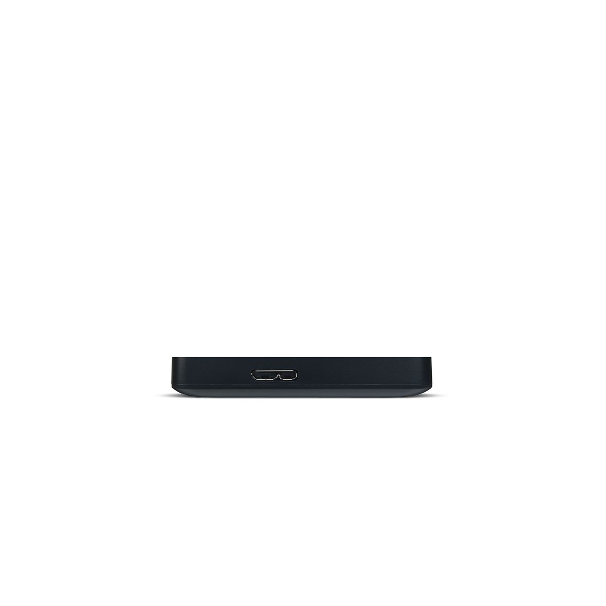 Dispositivo negro con puerto USB; fondo blanco liso.
