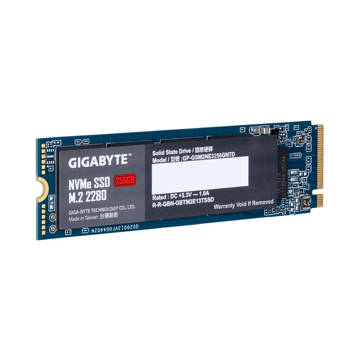 Un SSD NVMe con etichetta Gigabyte e capacità di 256GB.